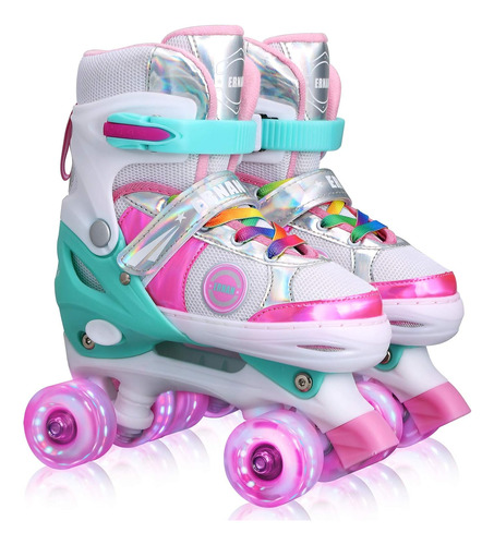 Kids Adjustable Roller Skates For Girls Boys Beginner, 4 Siz