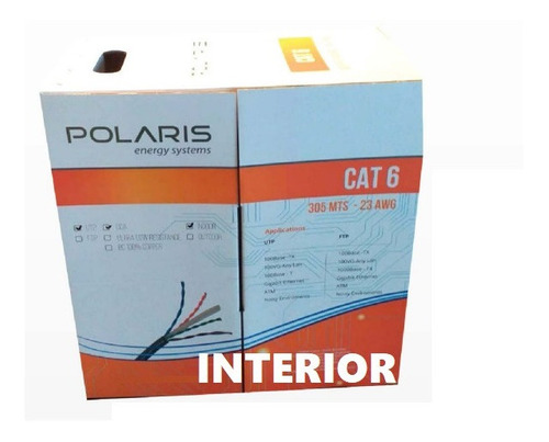 Bobina De Cable Utp Cat6 Interior 305 M Vaina Simple Polaris