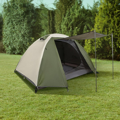 Barraca De Camping Com Avanço 215x133x110cm Proteção Extra Cor Verde-musgo