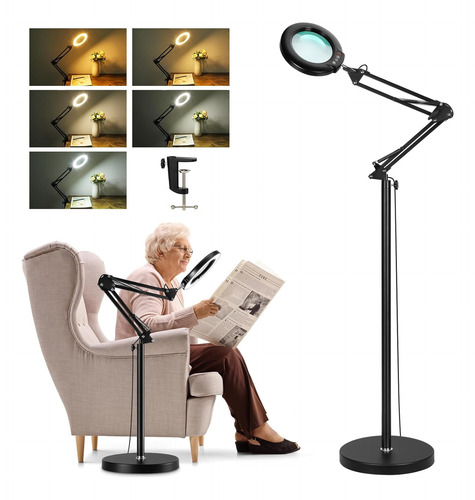 Lupa 10x Con Luz Y Soporte, Veemagni Lámpara De Lupa De Braz