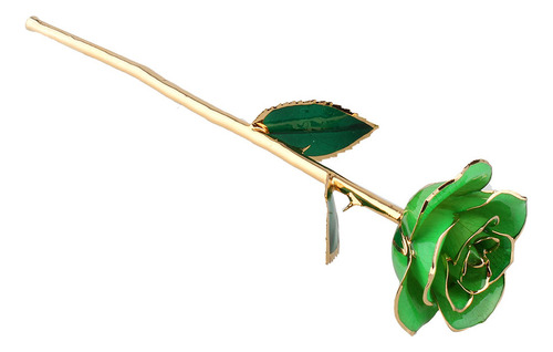 Rosa Verde Bañada En Oro, Tallo Largo Zjchao Love Forever De