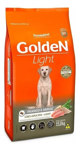 Alimento Golden Adultos Light 15kg Ração Cachorro Saudável