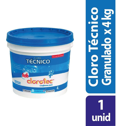 Imagen 2 de 8 de Cloro Granulado Técnico Clorotec Piscinas Revestidas X 4 Kg