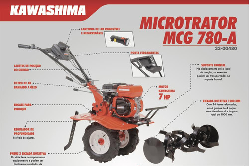 Tratorito Tipo Tobata Micro Trator 7hp Completo 4t Mcg780a