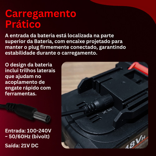 Bateria 48v + Fonte Carregadora 21v Inclusa No Kit Portatil