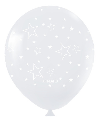 Balão - Bexiga Transparente Estrelinha Branca - 25 Unidades