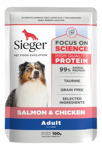 Sieger Pouch Perro Salmon & Pollo 100gr