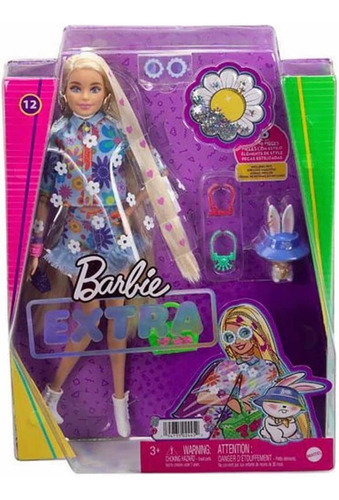 Barbie Muñeca Extra Floral Con Accesorios Y Mascotas