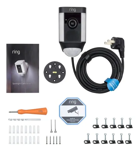 Cámara Ring Spotlight Wired Vigilancia Hd Alarma Led Sirena