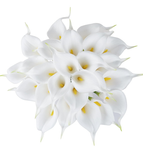 24 Flor Artificial Lirio Blanco Tacto Real Blanca Granel