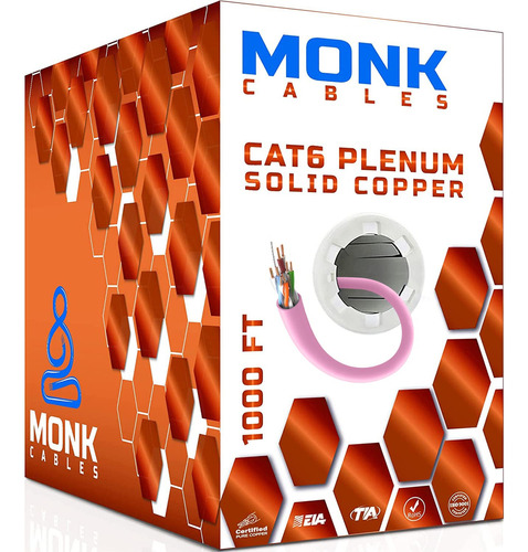 Monk Cables | Cable Ethernet A Granel Cat6 Plenum (cmp) De 1