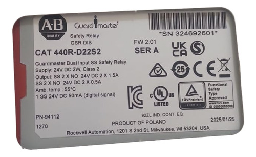 Allen Bradley 440r-d22s2 Relevador De Seguridad