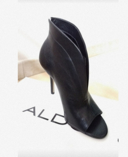 Zapatos Aldo Botines De Cuero Negros Botas Dama Mujer N York