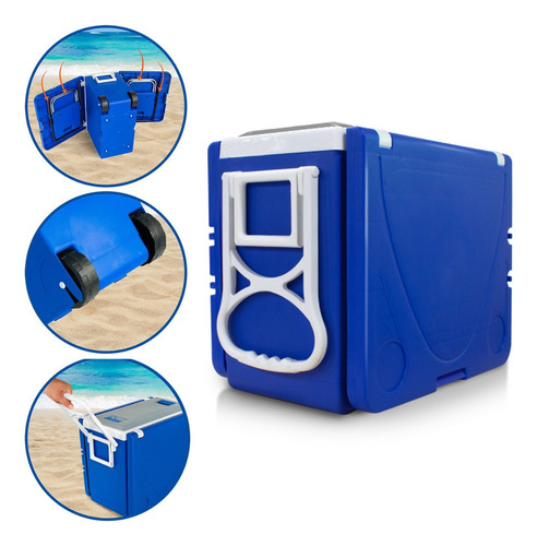 Caixa Térmica 32l Com Mesa E Cadeira Praia Camping 5 Em 1