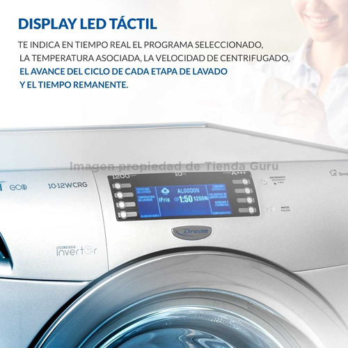 Imagen 5 de 9 de Lavarropas Drean Inverter Wifi 10kg 1200 Rpm Gris 10.12 Wcrg