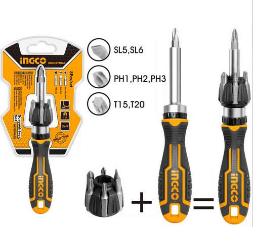 Juego Industrial De Destornilladores De 8 Puntas Ingco