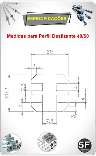 Imagem 2 de 3 de Perfil Deslizante Em Uhmw P/ Perfil Base 40 E 50