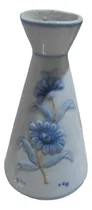 Comprar Adorno Figura De Cerámica Florero Flores Celestes