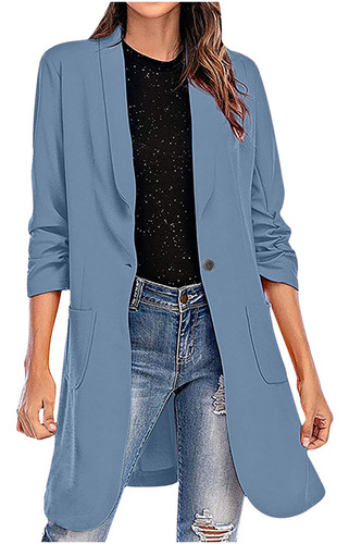 Chaqueta Tipo Blazer Formal En L Para Mujer Con Bolsillos De