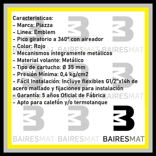 Imagen 3 de 5 de Grifo De Cocina Monocomando Flexible Piazza Emblem 10016