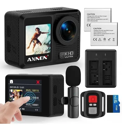 Action Camera EMPOTEC 5K 30FPS - 4K 60FPS, Foto 24MP, WiFi, Display Touch 2" E 1.44", Impermeabile 30m
