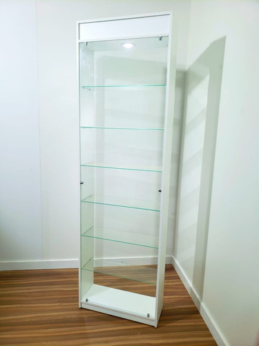Vitrine Iluminada Tabacaria Ótica Perfumaria Vidro Frontal Cor Branco