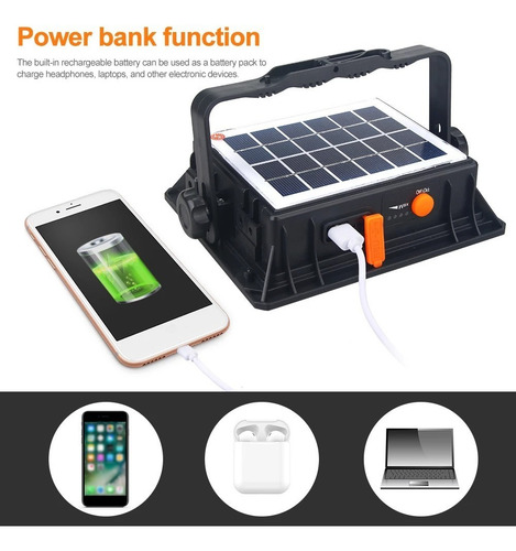 Foco Led Portátil Recargable 150w Panel Solar 4 Modo Luz Color GD2207A - 220063