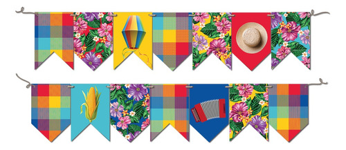 Faixa Decorativa - Festa Junina Com Bandeirinhas Coloridas