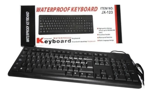 Imagen 2 de 3 de Teclado Waterproof JX-123 QWERTY color negro
