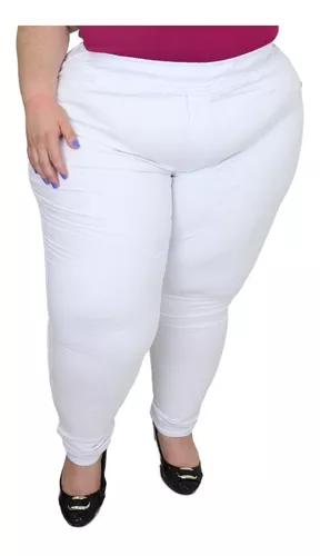 Calça Legging Branca Plus Size Flanelada Enfermagem Grossa