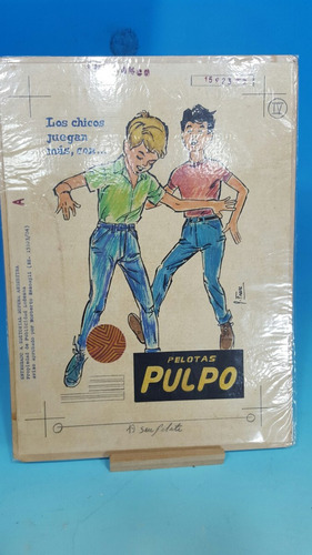 Boceto Orig. Publicidad Pelota Pulpo 1965 -antiguo Juguete