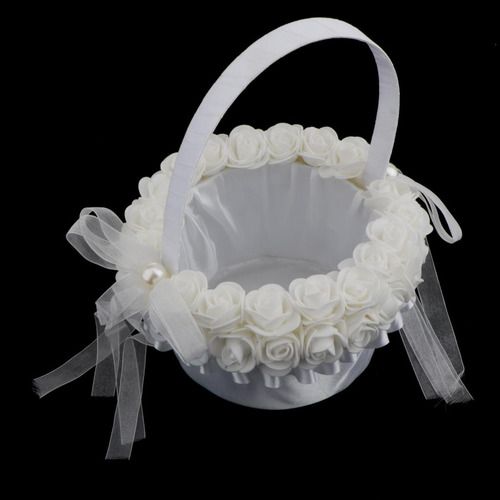 Cesta De Niña De Boda Rústica Con Lazo De Encaje De