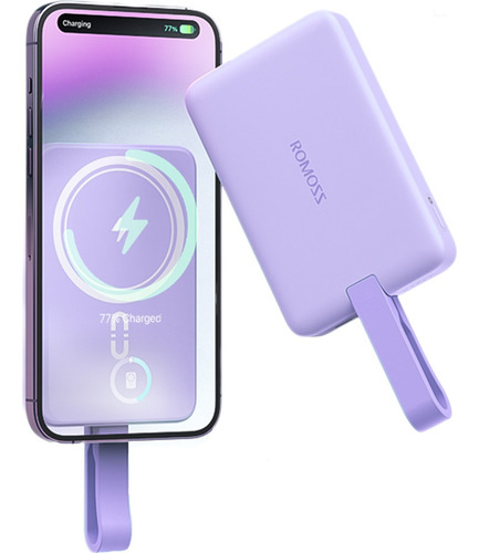 Power Bank Inalámbrico Magnético 20w Carga Rápida Con Cable