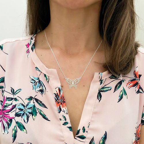 Imagen 7 de 10 de Collar Mariposa Plata .925 Agálea Mujer
