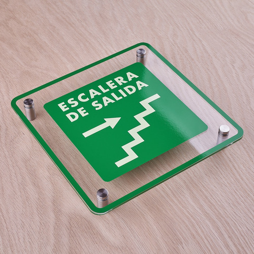 Letrero Señalética Acrílico Escalera Salida Flecha Derecha