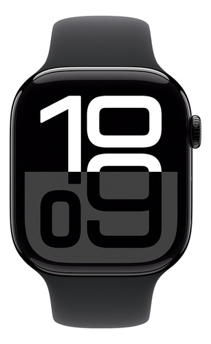 Apple Watch Series 10 GPS • Caja de aluminio negro azabache de 46 mm • Correa deportiva negra - M/L - Excelente (Reacondicionado)