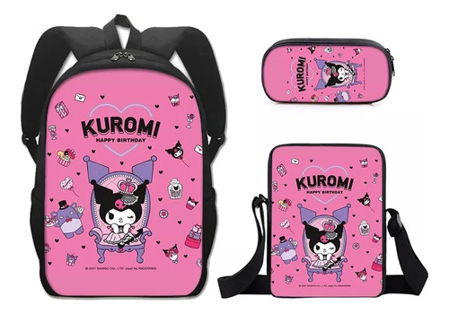 Mochila Escolar Para Niños Sanrio Kuromi, Bonita Mochila Esc Color 04