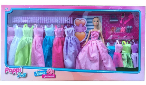 Imagen 1 de 7 de Muñeca Kiara Princesa Vestidos Accesorios Zapatos Poppi Doll