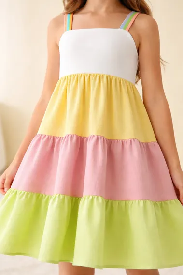 Vestido 3 Marias Menina Infantil Colorido Soltinho
