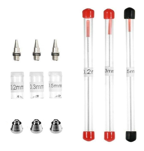 Hubest 0.2mm, 0.3mm, 0.5mm Aerografo Nozzle Aerografo Nee...