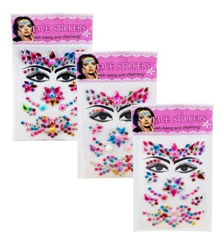 Strass Brillos Adhesivos Para Uñas Y Cuerpo X 3