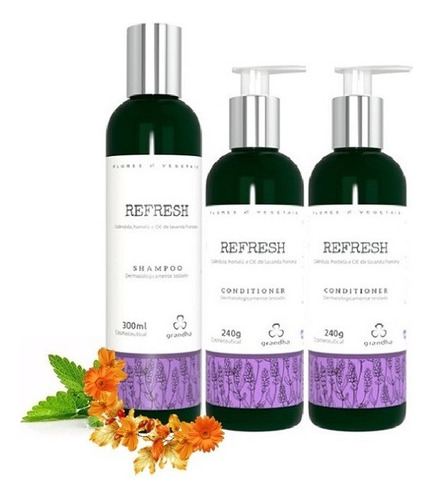 Grandha Refresh 1 Shampoo 2 Condicionador Oleosidade Kit C3