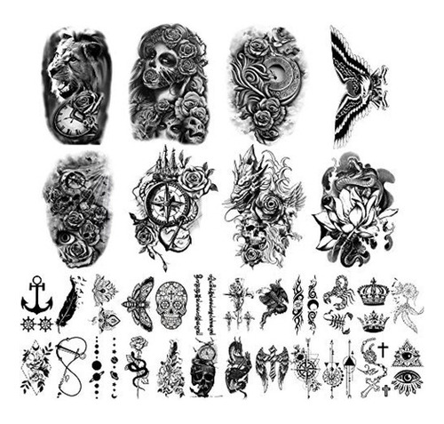 Tinta Para Tatuaje Yazhiji 32 Hojas De Tatuajes Temporales P