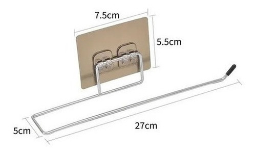 Imagen 3 de 5 de Porta Rollo Papel Toalla De Cocina Colgante Adhesivo