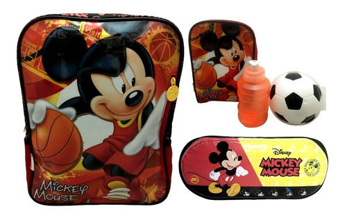 Kit Mickey Original : Mochila Costas + Estojo + Lancheira