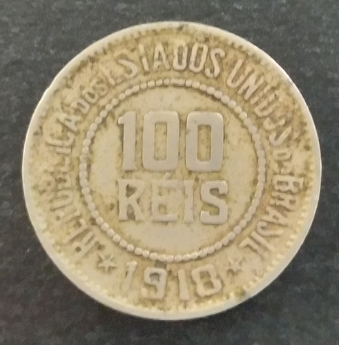 Moeda 100 Réis Ano 1918 Brasil