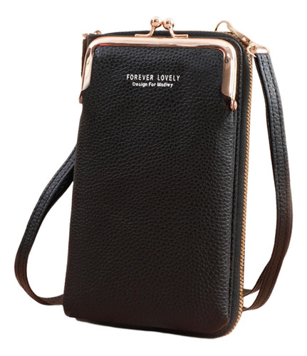 2 Bolso Bandolera Para Teléfono Móvil Monedero Negro
