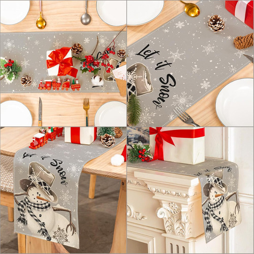 Anydesign Camino De Mesa De Navidad Con Diseño De Muñeco De
