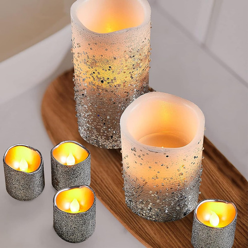 Velas Plateadas Sin Llama Control Remoto Furora Lighting