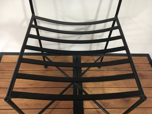 Imagen 4 de 9 de Silla De Hierro Forjado X2 Unidades Pata Recta Epoxi Negro